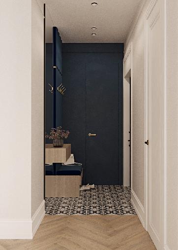 Дизайн двухкомнатной квартиры площадью 55кв.м в стиле современной классики