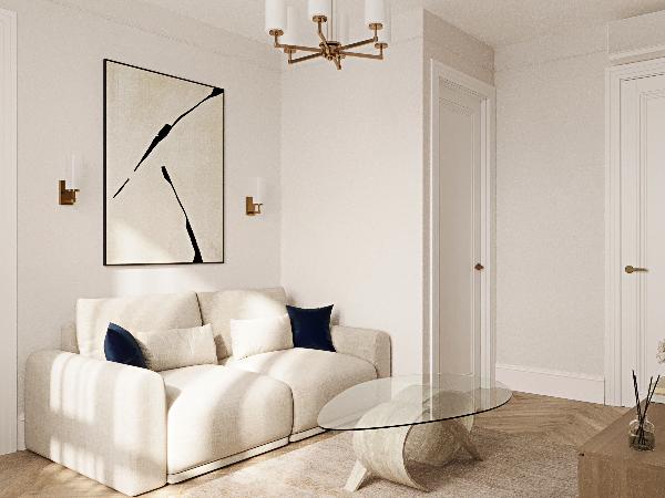 Дизайн двухкомнатной квартиры площадью 55кв.м в стиле современной классики