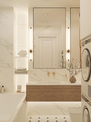 Дизайн двухкомнатной квартиры площадью 55кв.м в стиле современной классики