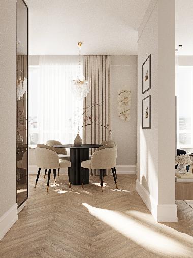 Дизайн двухкомнатной квартиры площадью 55кв.м в стиле современной классики