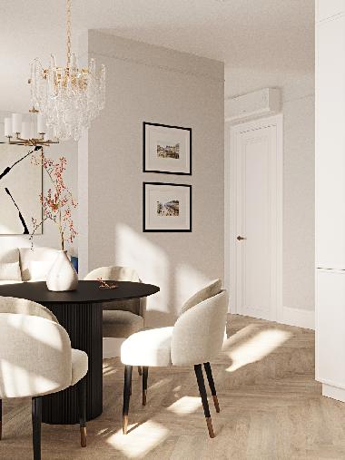 Дизайн двухкомнатной квартиры площадью 55кв.м в стиле современной классики